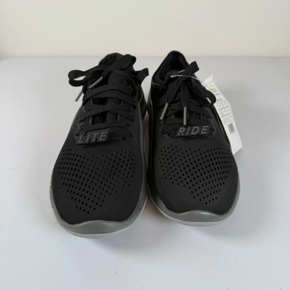 NEW Crocs LiteRide 360 Pacer Sneakers Size 8 Black Lace Up Lightweight NWT